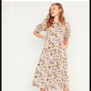 Old Navy Floral Print All Day Midi Swing Dress